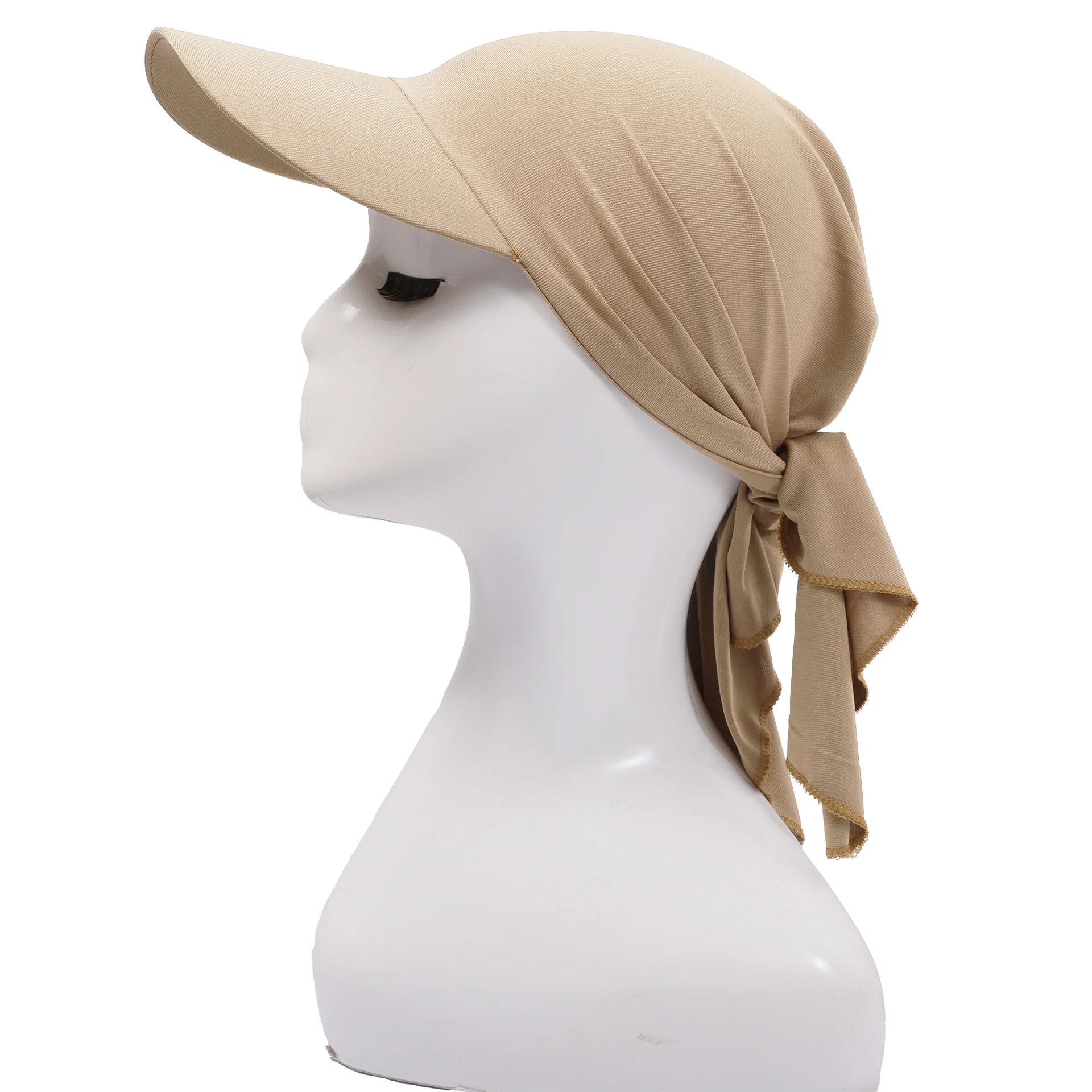 AliExpress Women Classic Solid ColorTurban Hat Outdoor Brim Sunshade Hats Curved Hat Baseball Cap Sun Hats Headscarf Scarf Femme, view 6