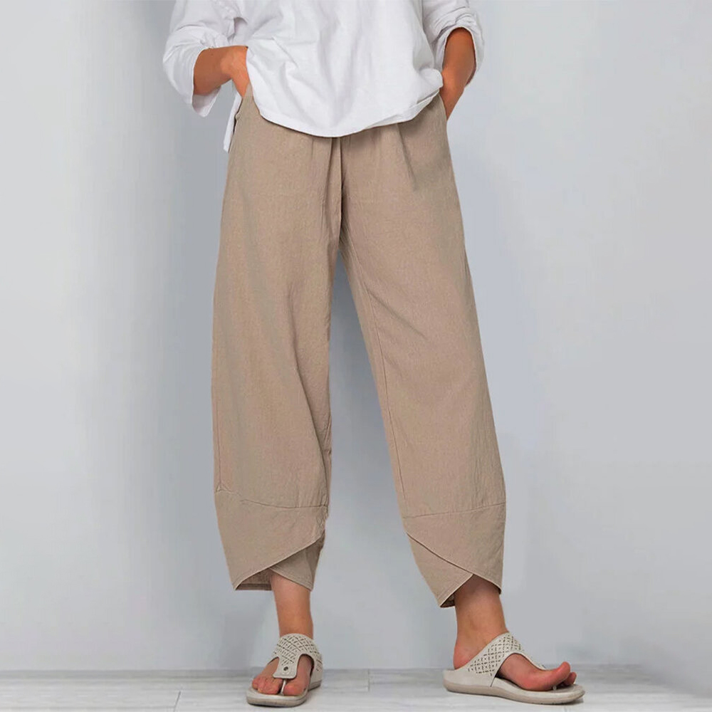 AliExpress Women Cotton Linen Harem Pants Vintage Printed Wide Leg Trousers Casual Solid Pockets Harajuku High Waist Baggy Pants Joggers