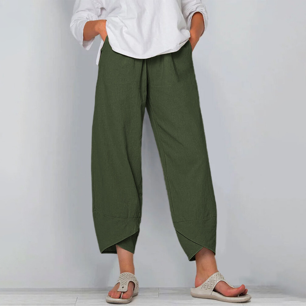AliExpress Women Cotton Linen Harem Pants Vintage Printed Wide Leg Trousers Casual Solid Pockets Harajuku High Waist Baggy Pants Joggers, view 2