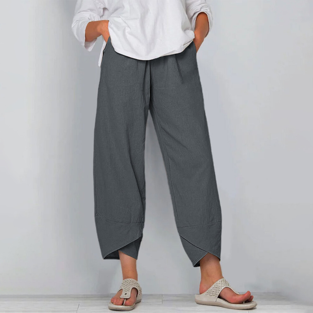 AliExpress Women Cotton Linen Harem Pants Vintage Printed Wide Leg Trousers Casual Solid Pockets Harajuku High Waist Baggy Pants Joggers, view 3