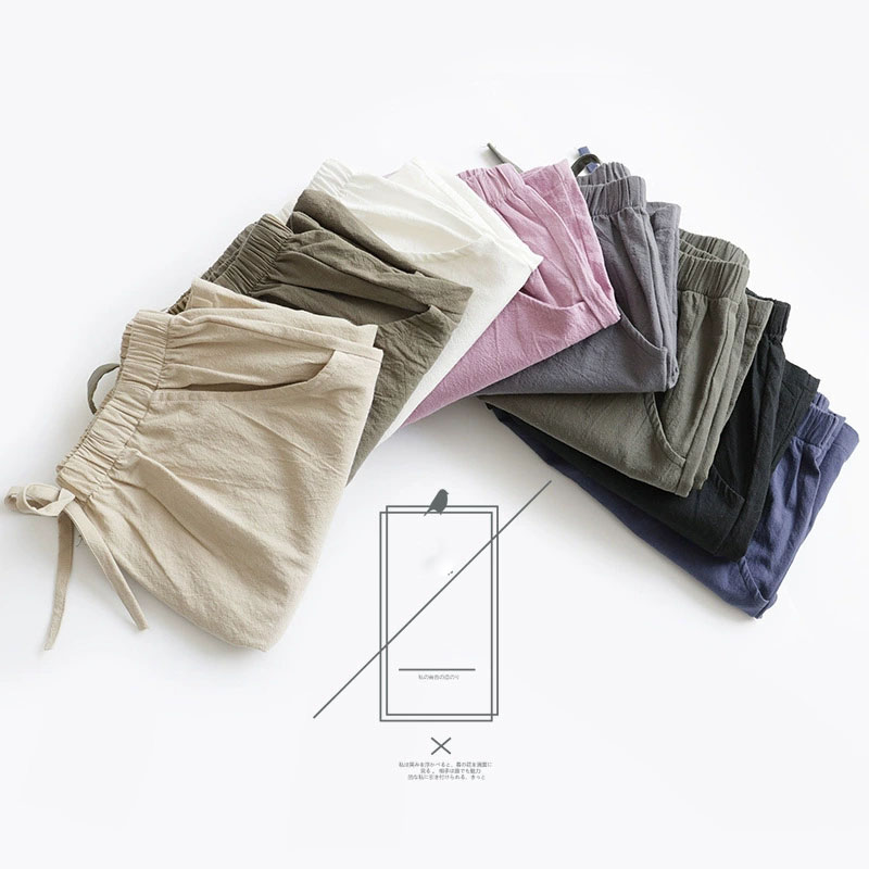 AliExpress Women Cotton Linen Shorts 2026 New Summer High Waist Casual Sports Shorts Female Solid Color Pocket Loose Beach Hot Short Pants, view 2