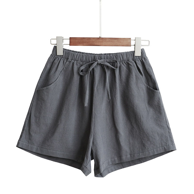 AliExpress Women Cotton Linen Shorts 2026 New Summer High Waist Casual Sports Shorts Female Solid Color Pocket Loose Beach Hot Short Pants, view 6