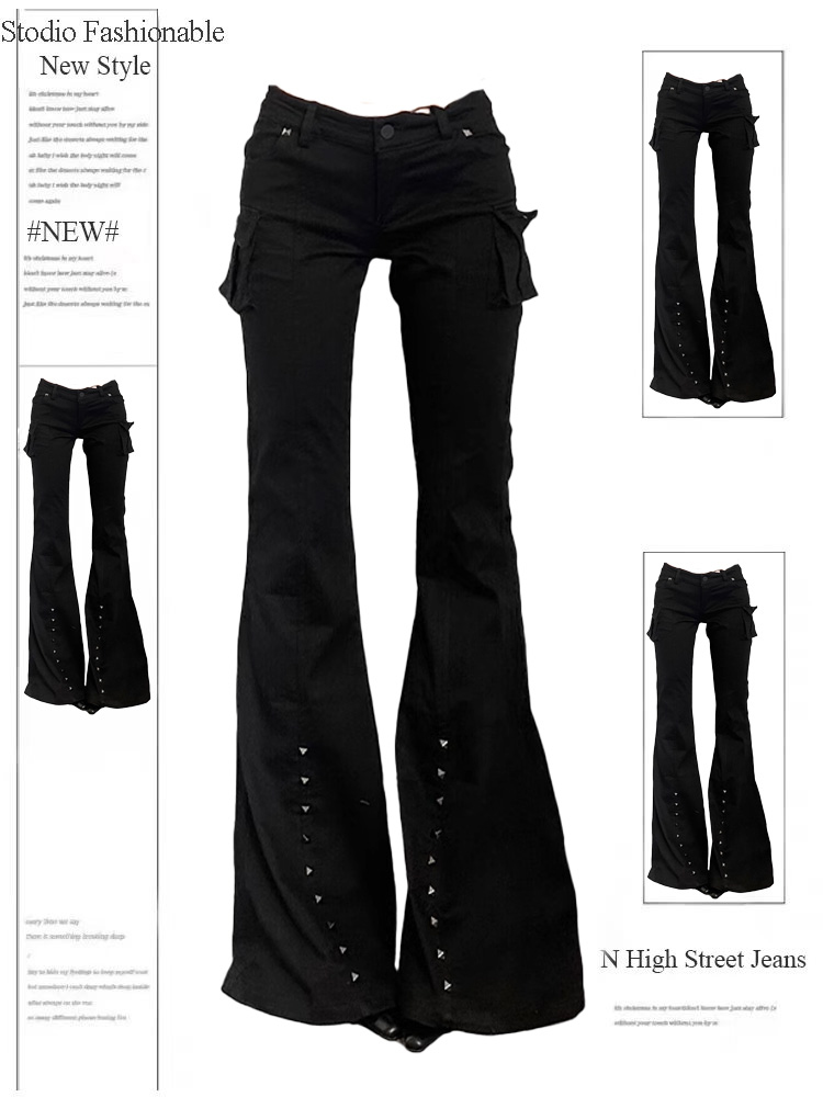 AliExpress Women Dark Academia Goblin Core Long Trousers Gyaru Goth Low Rise Flare Pants Y2K Streetwear Stretch Japanese Harajuku Grunge