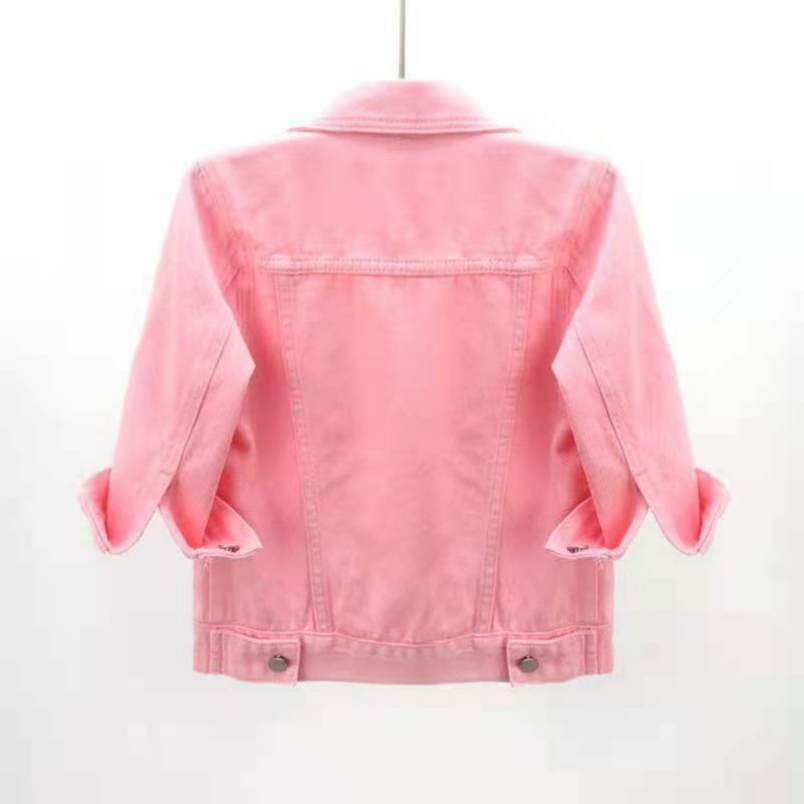 AliExpress Women Denim Jacket Spring Autumn Short Coat Pink Jean Jackets Casual Tops Purple Yellow Purple Blue Loose Tops Lady Outerwear, view 5