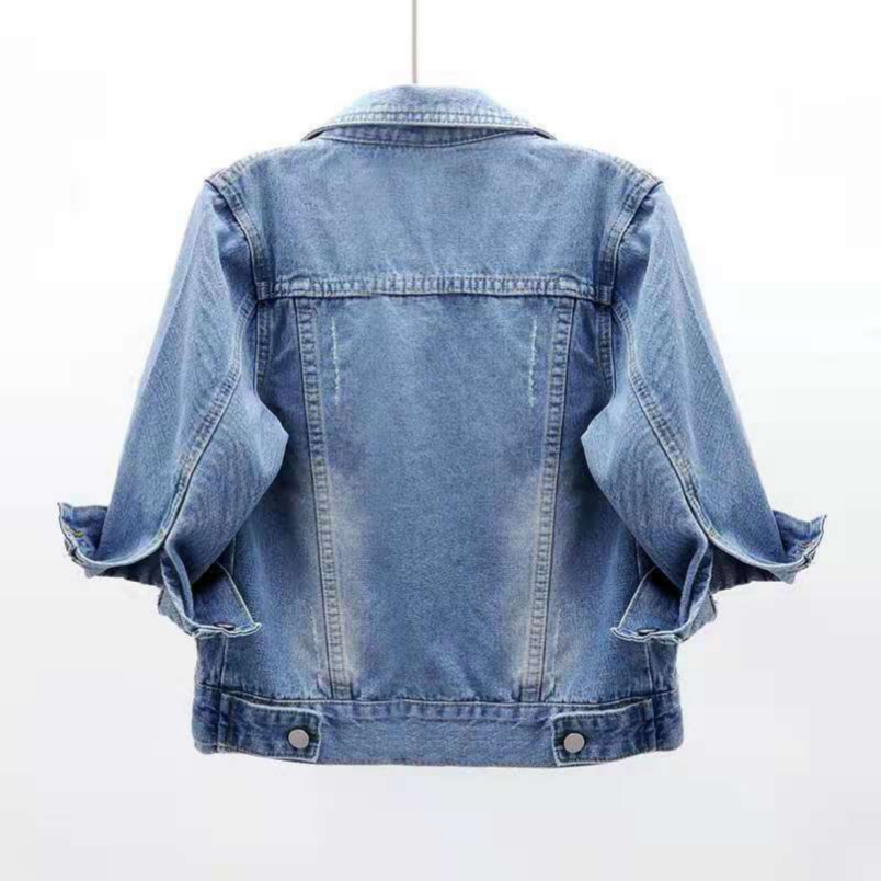 AliExpress Women Denim Jacket Spring Autumn Short Coat Pink Jean Jackets Casual Tops Purple Yellow Purple Blue Loose Tops Lady Outerwear, view 6