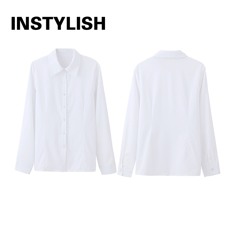 AliExpress Women Elegant Solid Button Shirt Chiffon Blouse Spring Summer Casual Solid Long Sleeve Turn Down Collar Tunics OL Shirt Tops, view 6