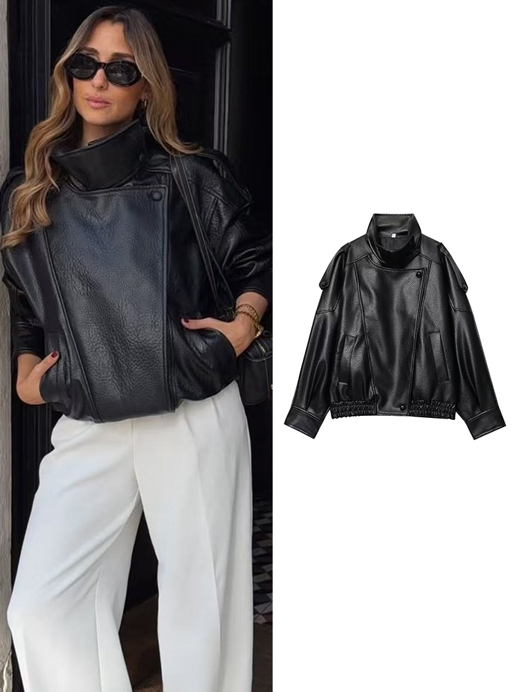 AliExpress Women Fashion Leather Jacket Autumn Winter Loose Causal PU Faux Leather Jackets Coat Fashion Street Motorcycle Jackets