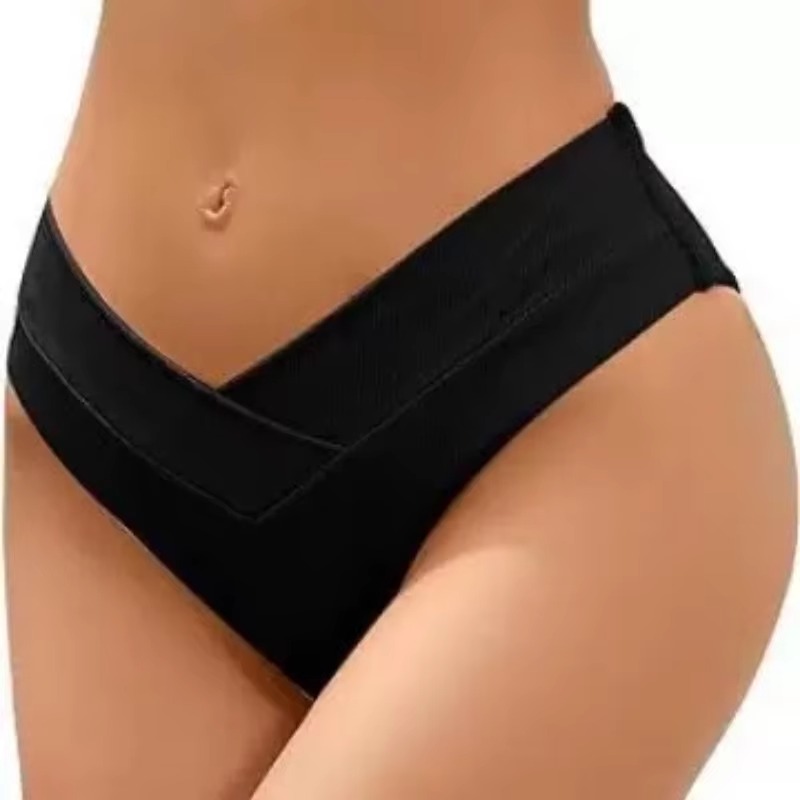 AliExpress Women High Waisted Brazilian Bikini Set Sexy V Cheeky Swimwear Summer Beach Bathing Suit Black Thong Bottom Sexy Female Swimming, view 3