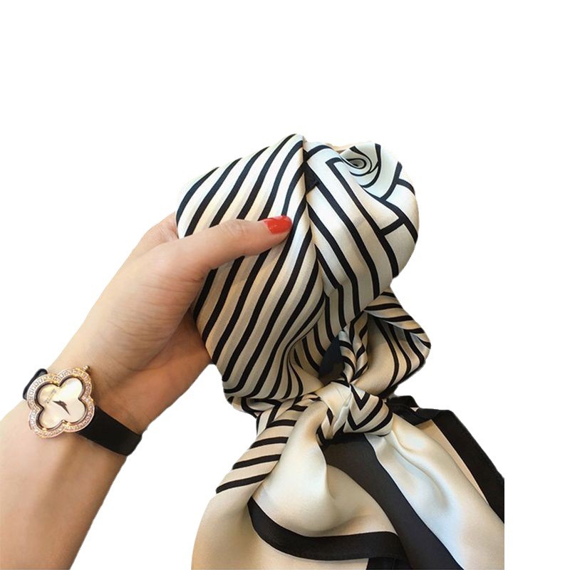 AliExpress Women Korean Version of Simple Stripes Brocade Forging 70cm Small Square Scarf Scarf Headscarf, view 6