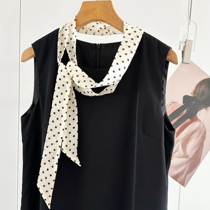AliExpress Women Narrow Long Scarf 130x4.5cm Polka Dot Tie Bag Ribbon Headband Choker Streamer Lady Versatile Decorate Fashion Accessories, view 2