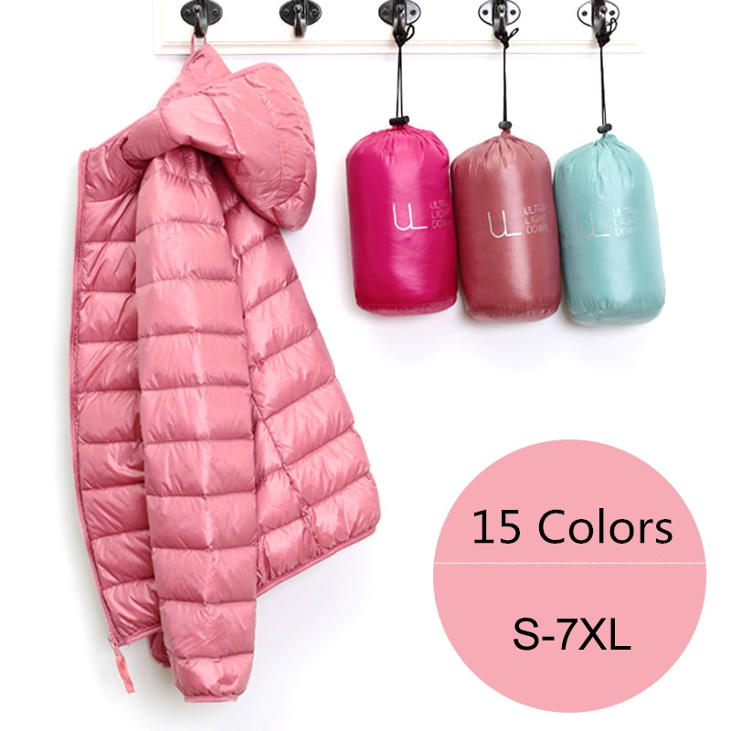 AliExpress Women Puffer Jacket 15 Colors Plus Size 5XL 6XL 7XL 2025 New Spring Autumn Female Ultra Lightweight Packable Hooded Down Coats