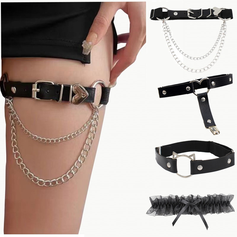 AliExpress Women Punk Leather Thigh Strap Sexy Elastic Gothic Leg Garter Belt Harajuku Hip-hop Leg Loop Ring Decoration