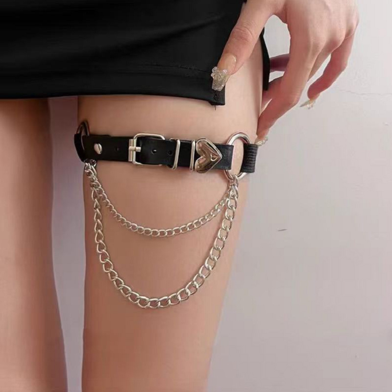 AliExpress Women Punk Leather Thigh Strap Sexy Elastic Gothic Leg Garter Belt Harajuku Hip-hop Leg Loop Ring Decoration, view 2