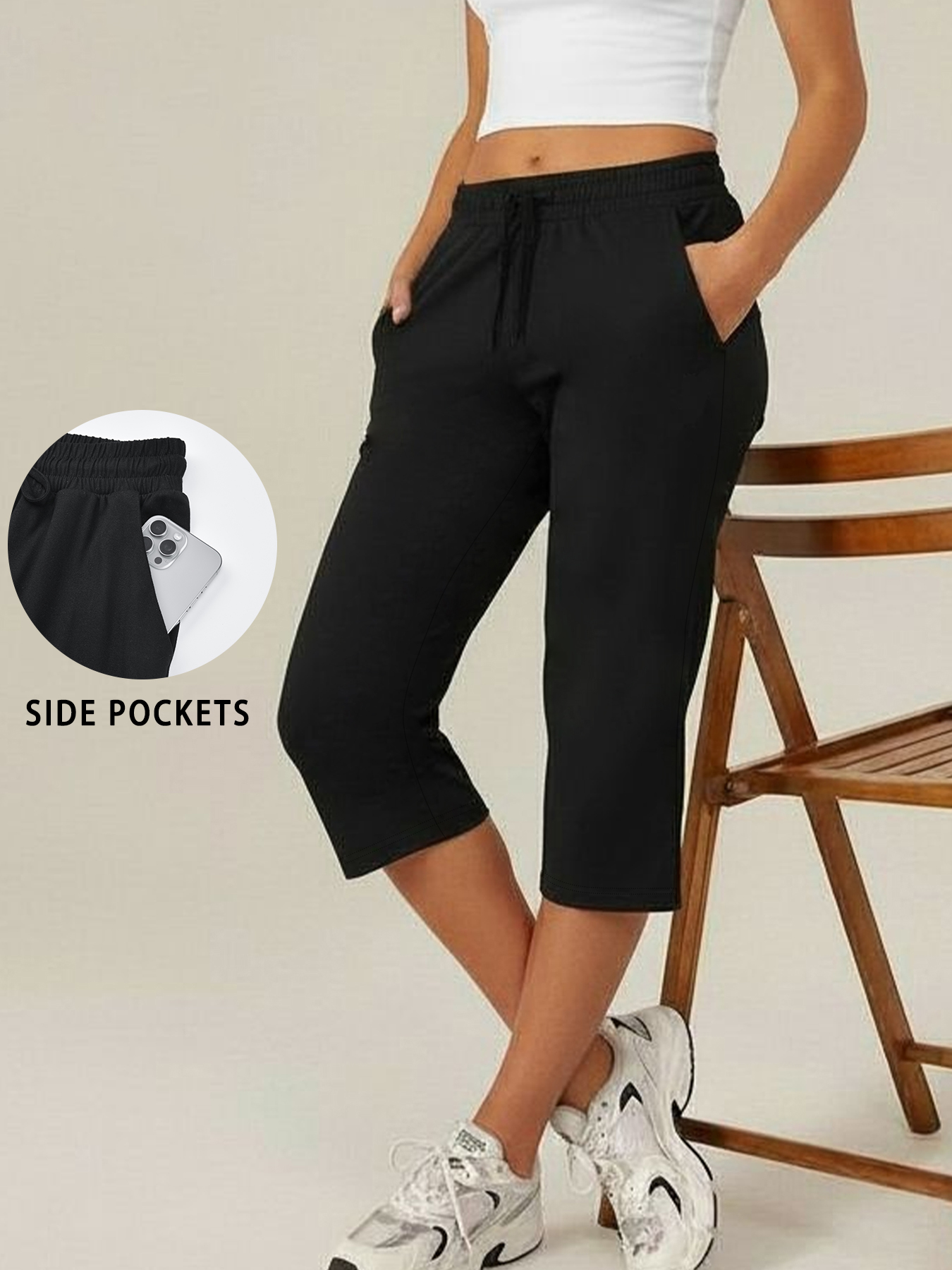AliExpress Women's Capri Yoga Pants Loose Soft Drawstring Workout Sweatpants Causal Lounge Pants with Pockets