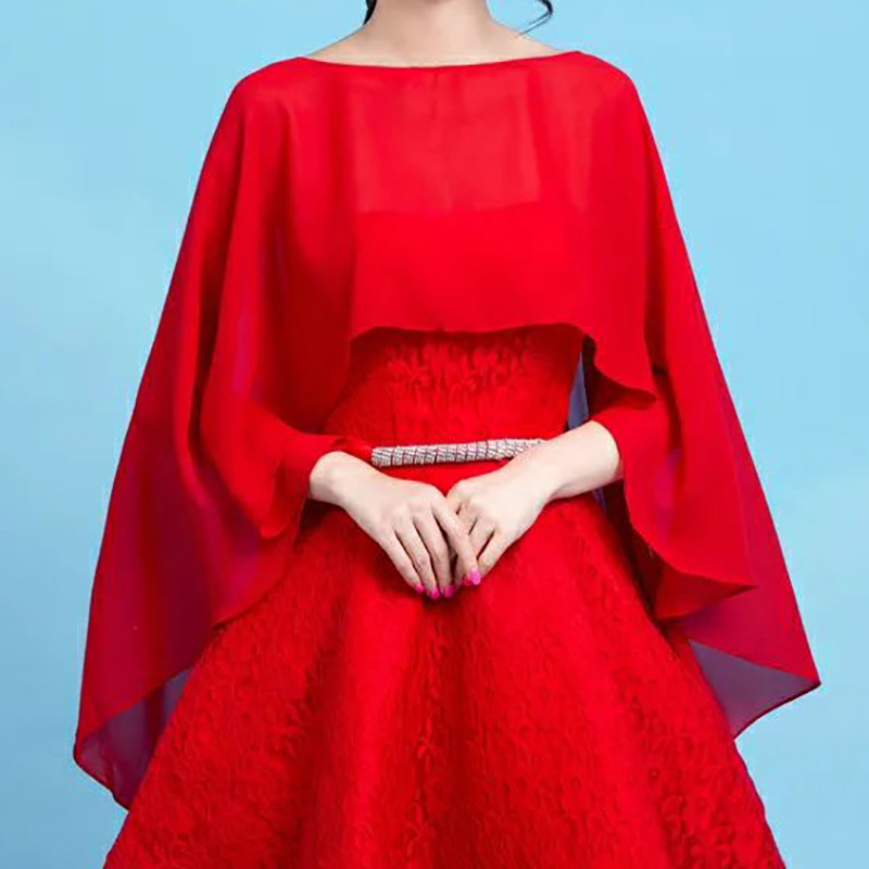 AliExpress Women's Chiffon Cape Bolero Femme Mariage Chalas Mujer Evening Wedding Bridal Jacket Wraps Accessories Peleryna Cloak Boda Shawl, view 4