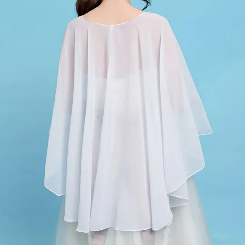 AliExpress Women's Chiffon Cape Bolero Femme Mariage Chalas Mujer Evening Wedding Bridal Jacket Wraps Accessories Peleryna Cloak Boda Shawl, view 5