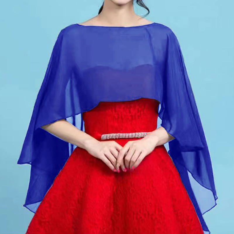 AliExpress Women's Chiffon Cape Bolero Femme Mariage Chalas Mujer Evening Wedding Bridal Jacket Wraps Accessories Peleryna Cloak Boda Shawl, view 6