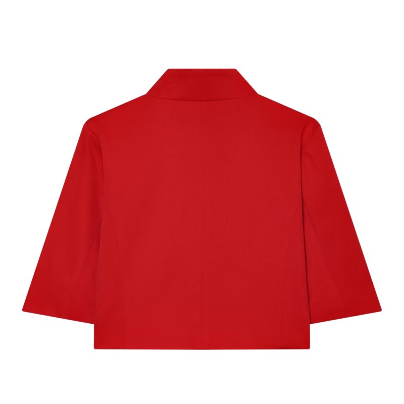 AliExpress Women's Cropped Short Blazer New 2026 Spring Summer High-Neck Short Sleeve Button Simple Solid Women Coat Female Chic Tops, view 6
