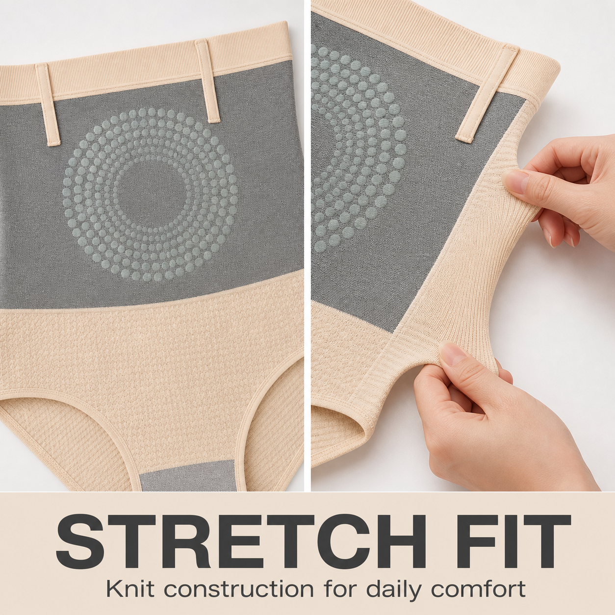 AliExpress Women's High Waist Tummy Control Shapewear Panties, Medium Compression Knit Body Shaper Briefs, Black Beige, M-2XL, view 3
