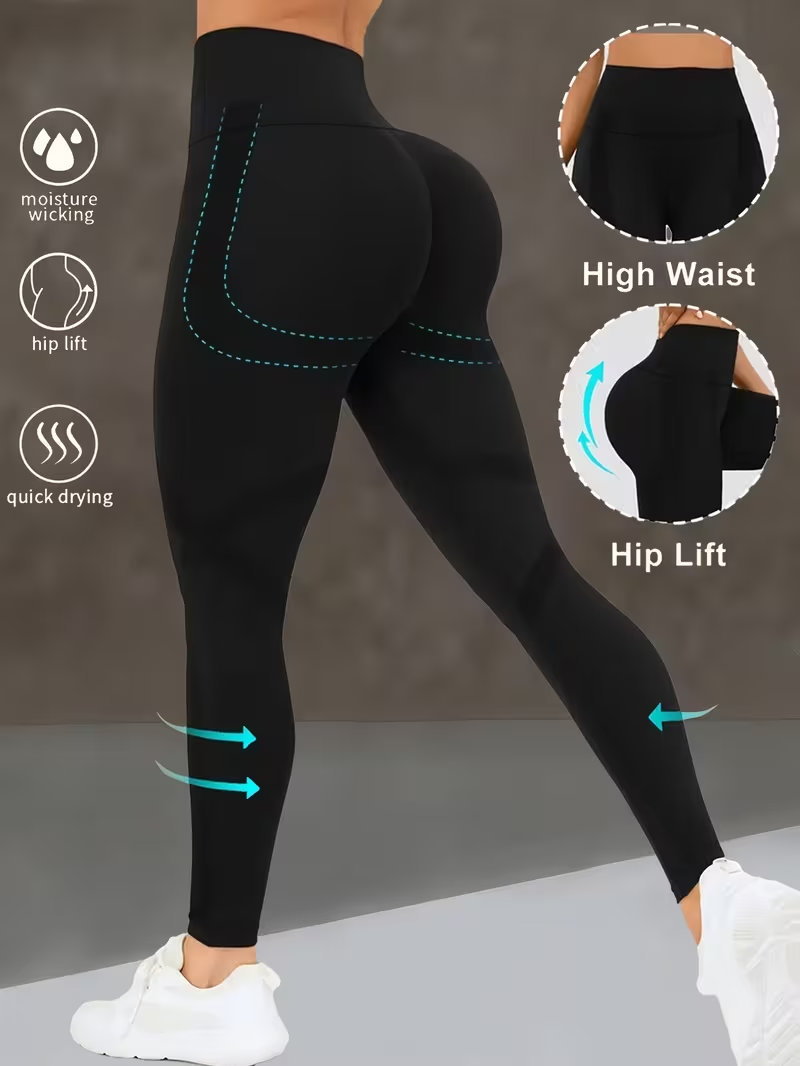 AliExpress Women's High Waist Yoga Pants, Butt Lifting Wide Waistband Leggings, Adjustable Butt Lift Workout Trousers for Running Gym Fitne, view 2