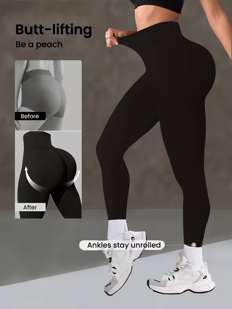 AliExpress Women's High Waist Yoga Pants, Butt Lifting Wide Waistband Leggings, Adjustable Butt Lift Workout Trousers for Running Gym Fitne, view 4