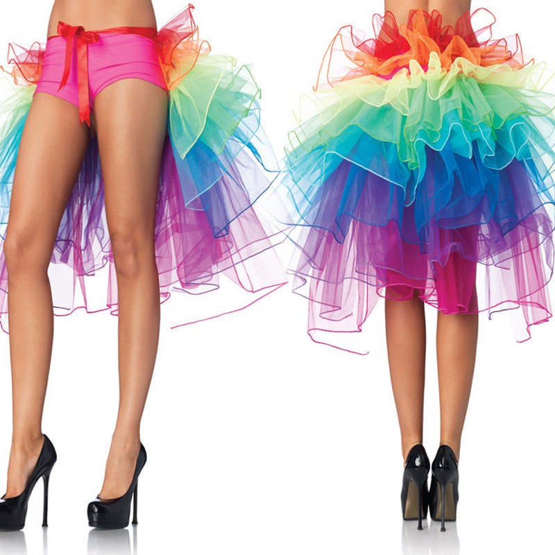 AliExpress Women's Layered Rainbow Bustle Skirt Dance Tulle Tutu Skirt for Clubwear Carnival American Party Skirts Dance Fairy