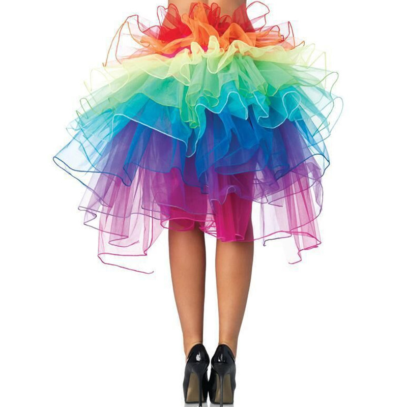 AliExpress Women's Layered Rainbow Bustle Skirt Dance Tulle Tutu Skirt for Clubwear Carnival American Party Skirts Dance Fairy, view 3