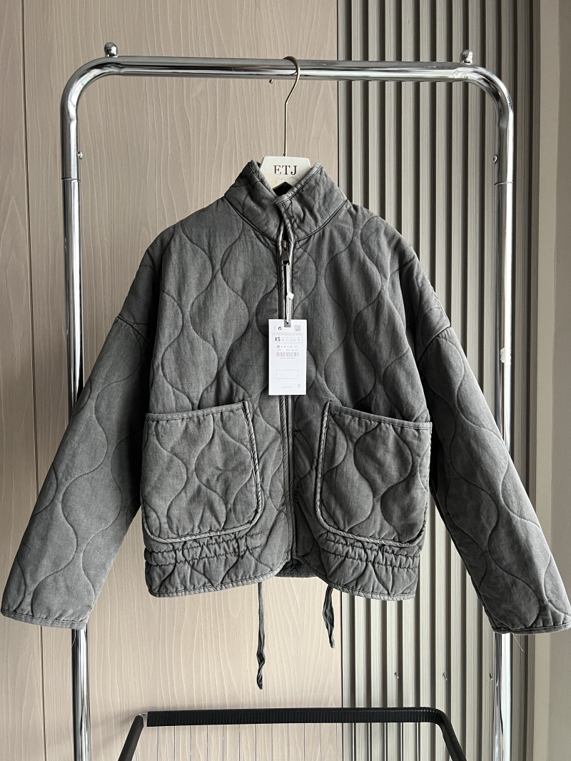 AliExpress Women's Polyester Padded Jacket 2026New Arrival Vintage Lenzing Rayon High Collar Large Pocket Decorative Quilted Coat for Women