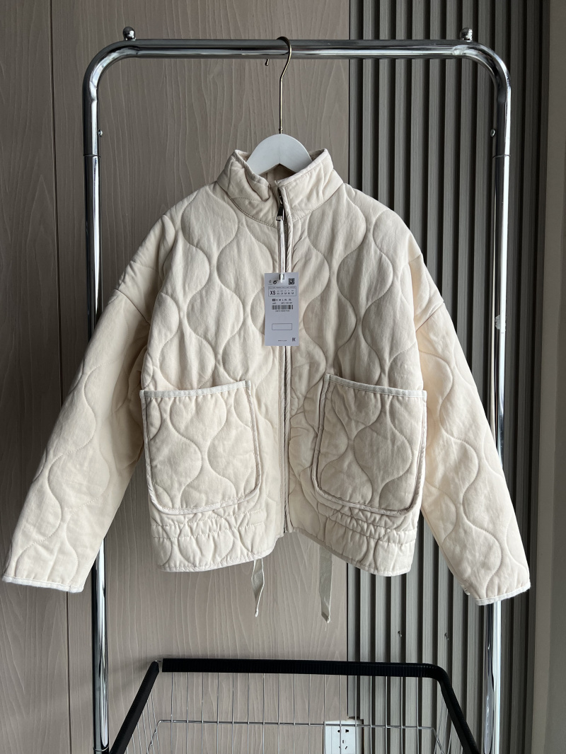 AliExpress Women's Polyester Padded Jacket 2026New Arrival Vintage Lenzing Rayon High Collar Large Pocket Decorative Quilted Coat for Women, view 3
