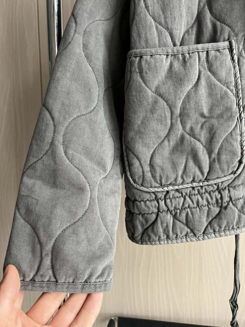 AliExpress Women's Polyester Padded Jacket 2026New Arrival Vintage Lenzing Rayon High Collar Large Pocket Decorative Quilted Coat for Women, view 4