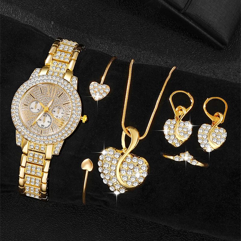 AliExpress Women's Quartz Watch and Jewelry Set (Gold)