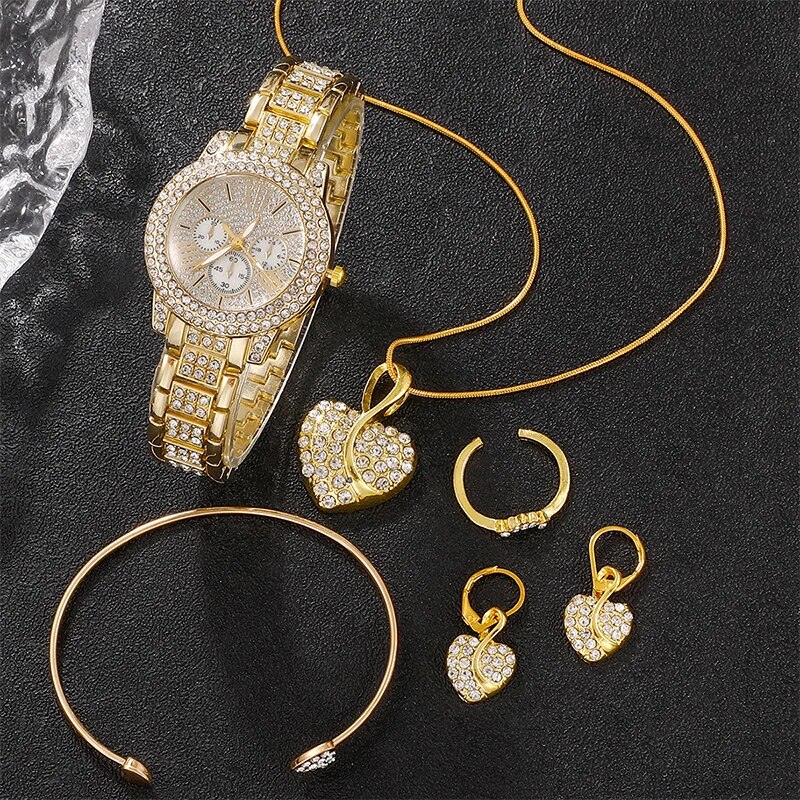 AliExpress Women's Quartz Watch and Jewelry Set (Gold), view 2