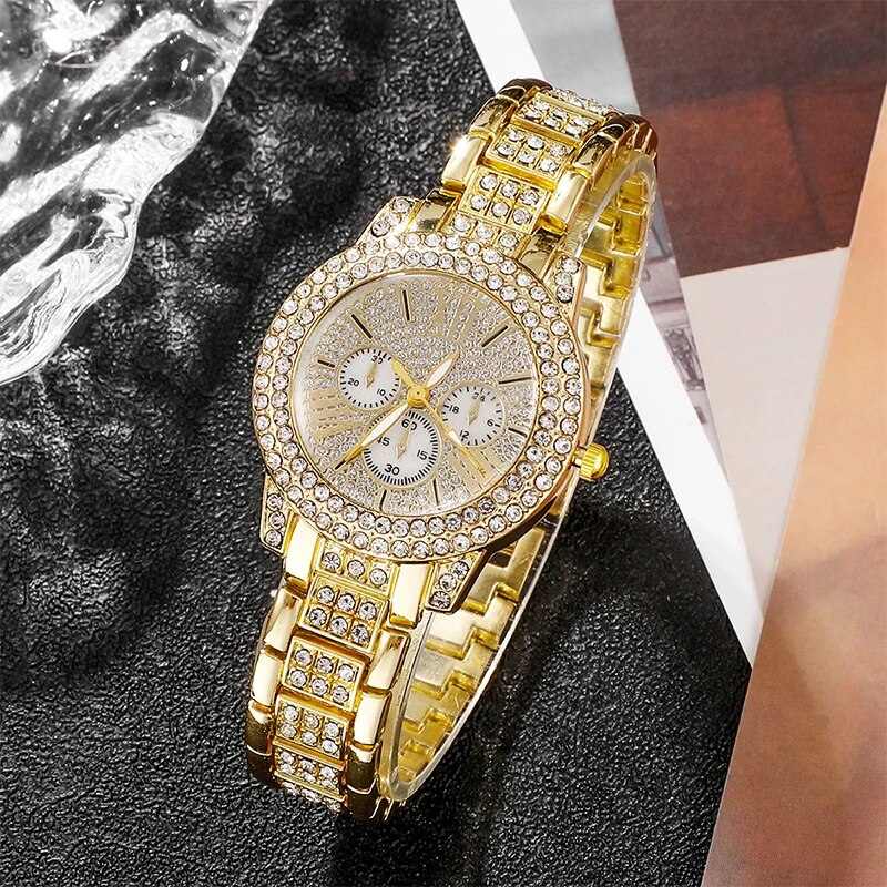 AliExpress Women's Quartz Watch and Jewelry Set (Gold), view 5
