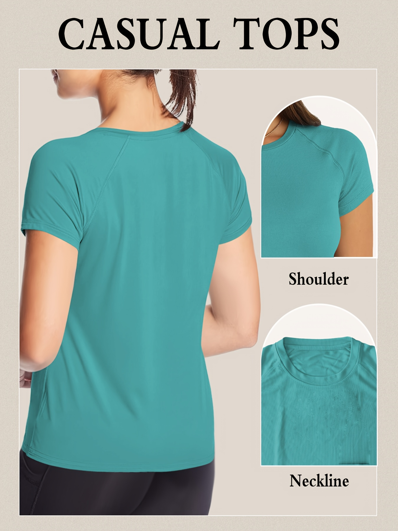 AliExpress Women’s  Quick Dry Short Sleeve Resilience Gym Sports Moisture Wicking Round Neck T-Shirt Training Exercise Gym Sport Shirt, view 2