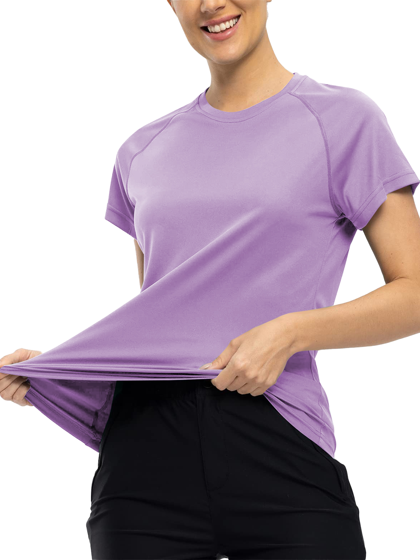 AliExpress Women’s  Quick Dry Short Sleeve Resilience Gym Sports Moisture Wicking Round Neck T-Shirt Training Exercise Gym Sport Shirt, view 4