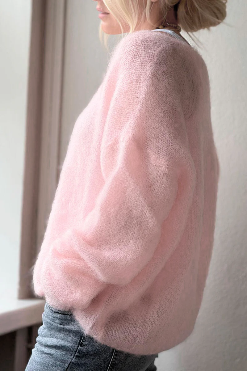 AliExpress Women'S Soft V Neck Pullover Sweater Casual Detail Light Pink Loose Fit for Spring Fall Spring, view 2