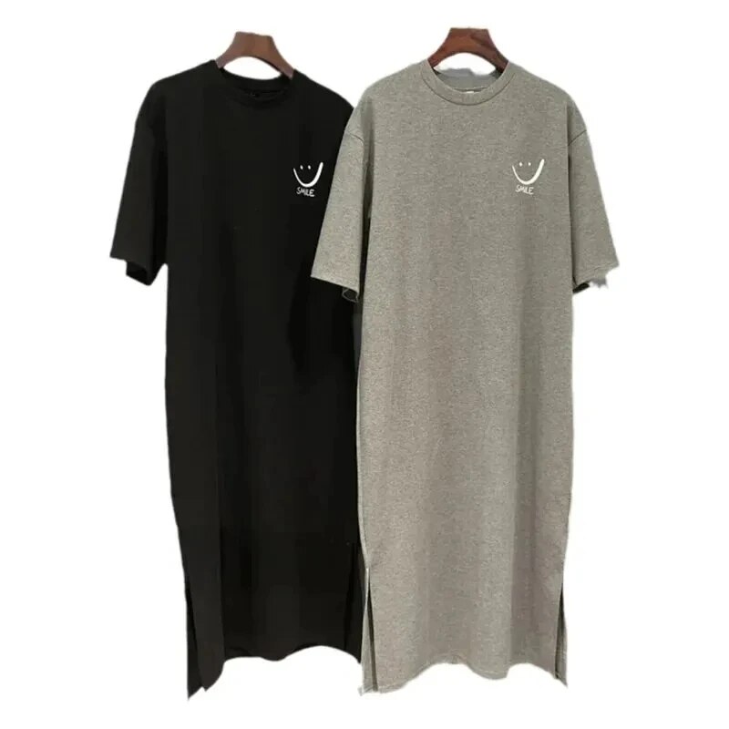 AliExpress Women's Summer New Short Sleeved T-shirt Dress Loose Mid Length Over Knee Dress, view 2