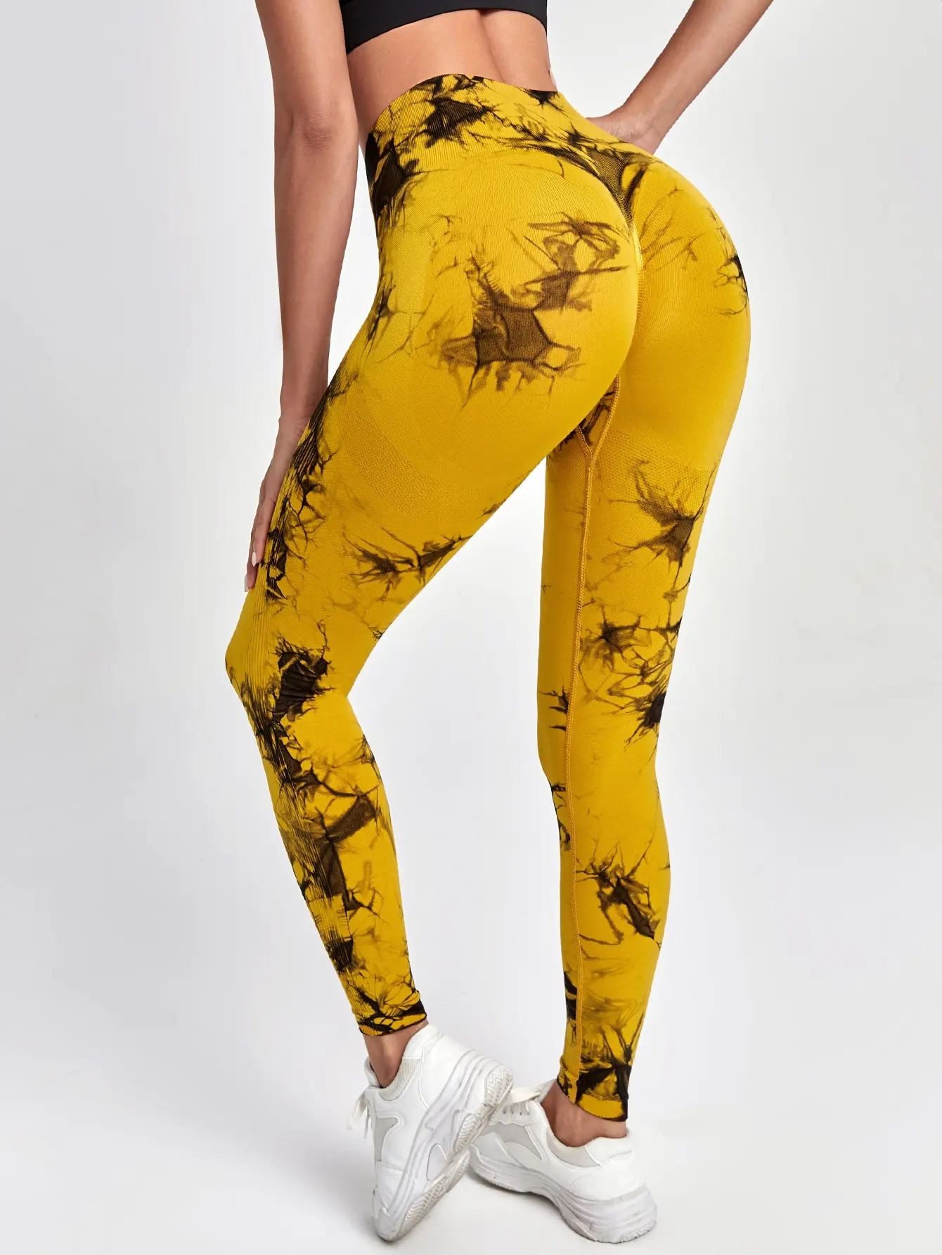 AliExpress Women's Tie Dye Nine Tenths Leggings High Waist Yoga Pants Soft Stretchy Workout Running Pants Breathable Comfortable, view 3