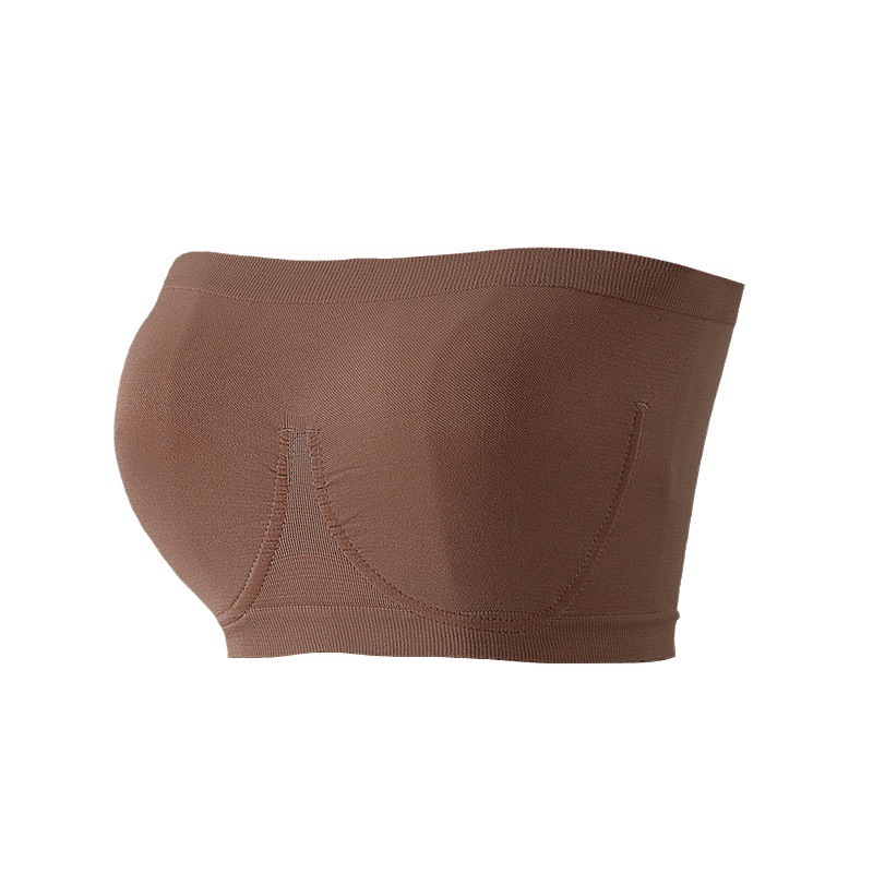 AliExpress Women's Ultra Thin Strapless Bandeau Bra Wireless Seamless Push Up Soft Support Non-Slip Full Coverage Tube Top Daily Bralette, view 5