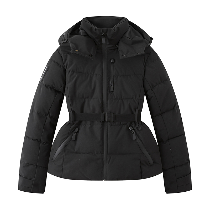 AliExpress Women's Winter Hooded High Waist Padded Sport Parkas Coats with Belt Female Elegant Thick Warm Pockets Windproof Skiing Jackets, view 4