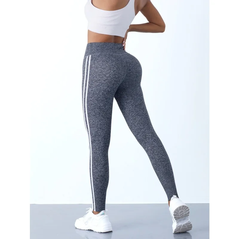 AliExpress Women Striped Slim Sports Pants Yoga Leggings High Waist Hip Liftting Casul Tights Workout Running Stretchy  Gym Leggings, view 5