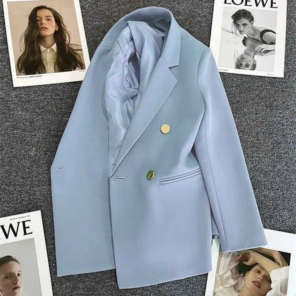 AliExpress Women Suit Blazer Elegant Coat 2025 Spring Autumn Fashion Korean Blazer Luxury Double Breasted Jacket Solid Ladies Tops Clothes, view 2