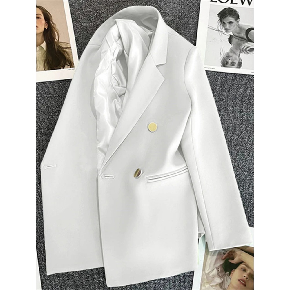 AliExpress Women Suit Blazer Elegant Coat 2025 Spring Autumn Fashion Korean Blazer Luxury Double Breasted Jacket Solid Ladies Tops Clothes, view 4