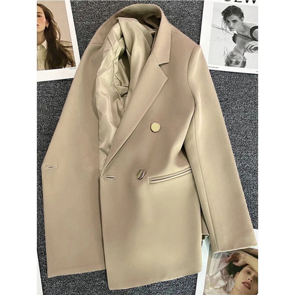 AliExpress Women Suit Blazer Elegant Coat 2025 Spring Autumn Fashion Korean Blazer Luxury Double Breasted Jacket Solid Ladies Tops Clothes, view 5