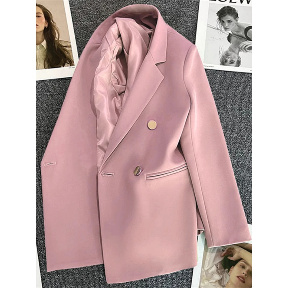 AliExpress Women Suit Blazer Elegant Coat 2025 Spring Autumn Fashion Korean Blazer Luxury Double Breasted Jacket Solid Ladies Tops Clothes, view 6