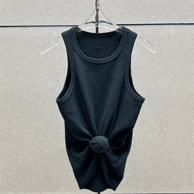 AliExpress Women t-shirts New twisted flower knotted sleeveless top for summer 2025 Elastic slim pure cotton women's vest corset crop top, view 3