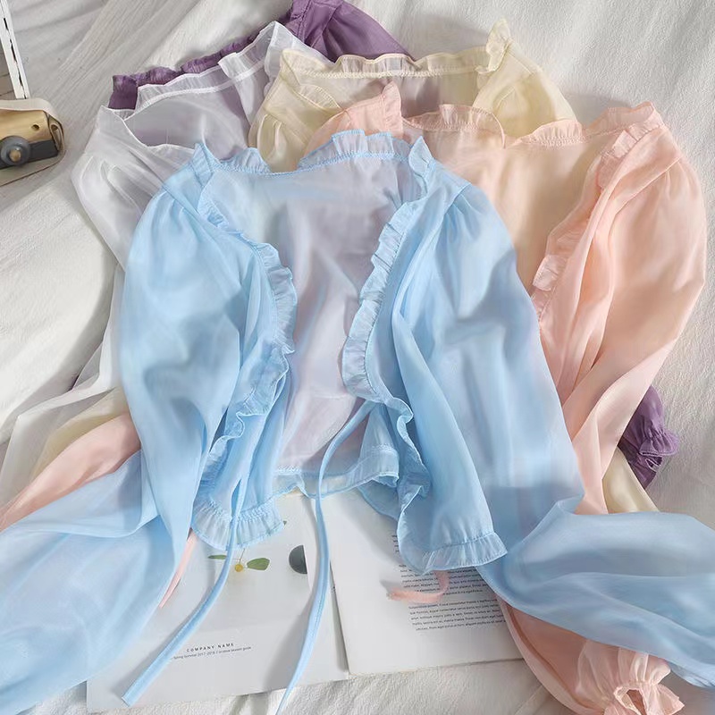AliExpress Women Thin Coat Casual Lace Bow Summer Sun Protection Clothes Female Cardigan Shirt Clothing Tops Blouse for Lady Covers Blusa