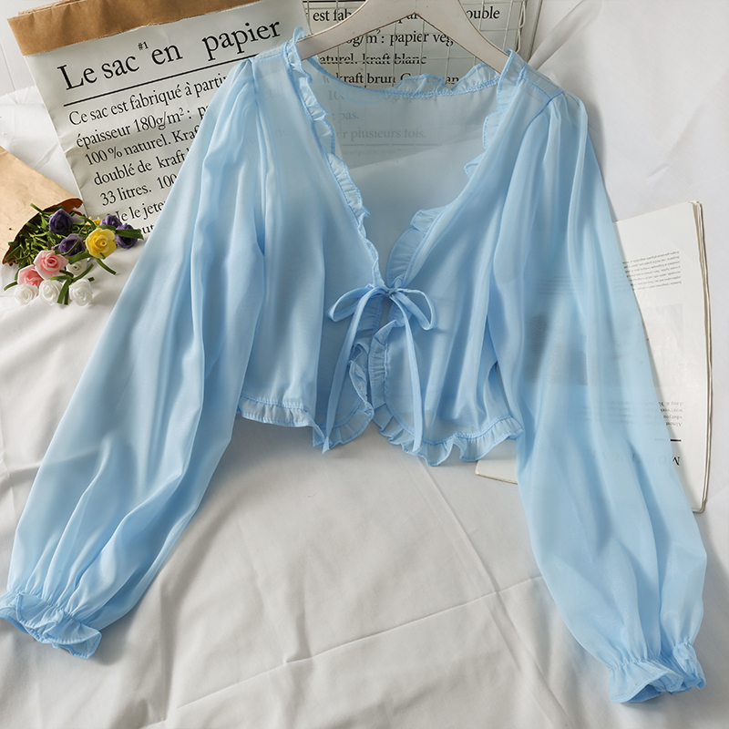 AliExpress Women Thin Coat Casual Lace Bow Summer Sun Protection Clothes Female Cardigan Shirt Clothing Tops Blouse for Lady Covers Blusa, view 3