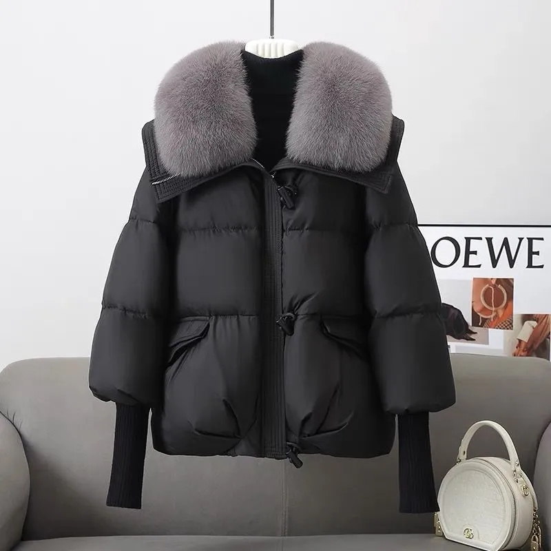 AliExpress Women Winter Down Cotton Jacket 2025 New Women Warm Thick Cotton Coat Larger Fur Collar Cotton Padded Jacket Women Parka Coat, view 3