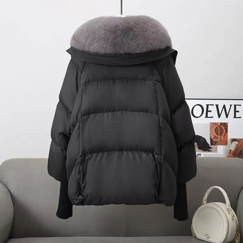 AliExpress Women Winter Down Cotton Jacket 2025 New Women Warm Thick Cotton Coat Larger Fur Collar Cotton Padded Jacket Women Parka Coat, view 4